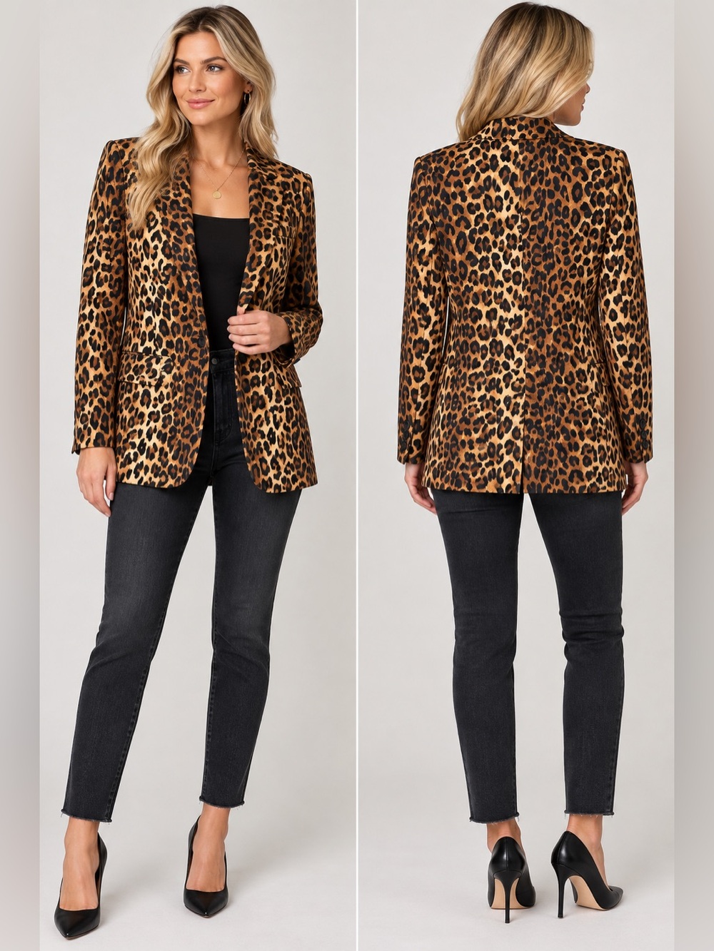 Lucy Paris Leopard Print Blazer Jacket XS Animal Print Statement
